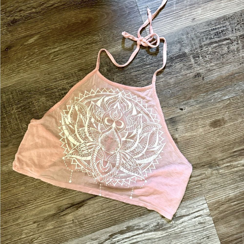 Forever 21 Pink & White Boho Halter Top Size Medium